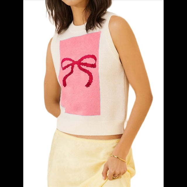 Suéter Sin Mangas con Estampado Gráfico Y2K para Mujer, Jersey de Langosta con Cuello Redondo, Camiseta de Punto de Otoño. C M
