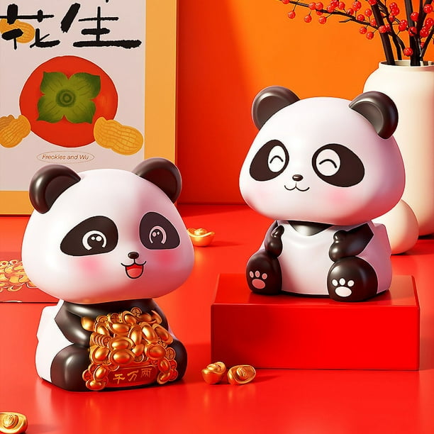 Figura de Panda con cabeza temblorosa, colección de adornos, modelo de energía Solar, regalos de muñecos de Panda