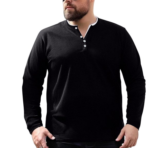 IYTR Men's Oversized Long Sleeved Top Loose Plus Size Long Sleeved Top Long Sleeved Round Neck Top