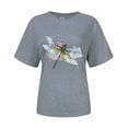 thumbnail image 5 of Hauts d'Été pour Femmes, Blouses Décontractées Élégantes 2024, T-Shirts Mode Décontractée Imprimé Col Rond Manches Courtes T-Shirt Gris, 5 of 5