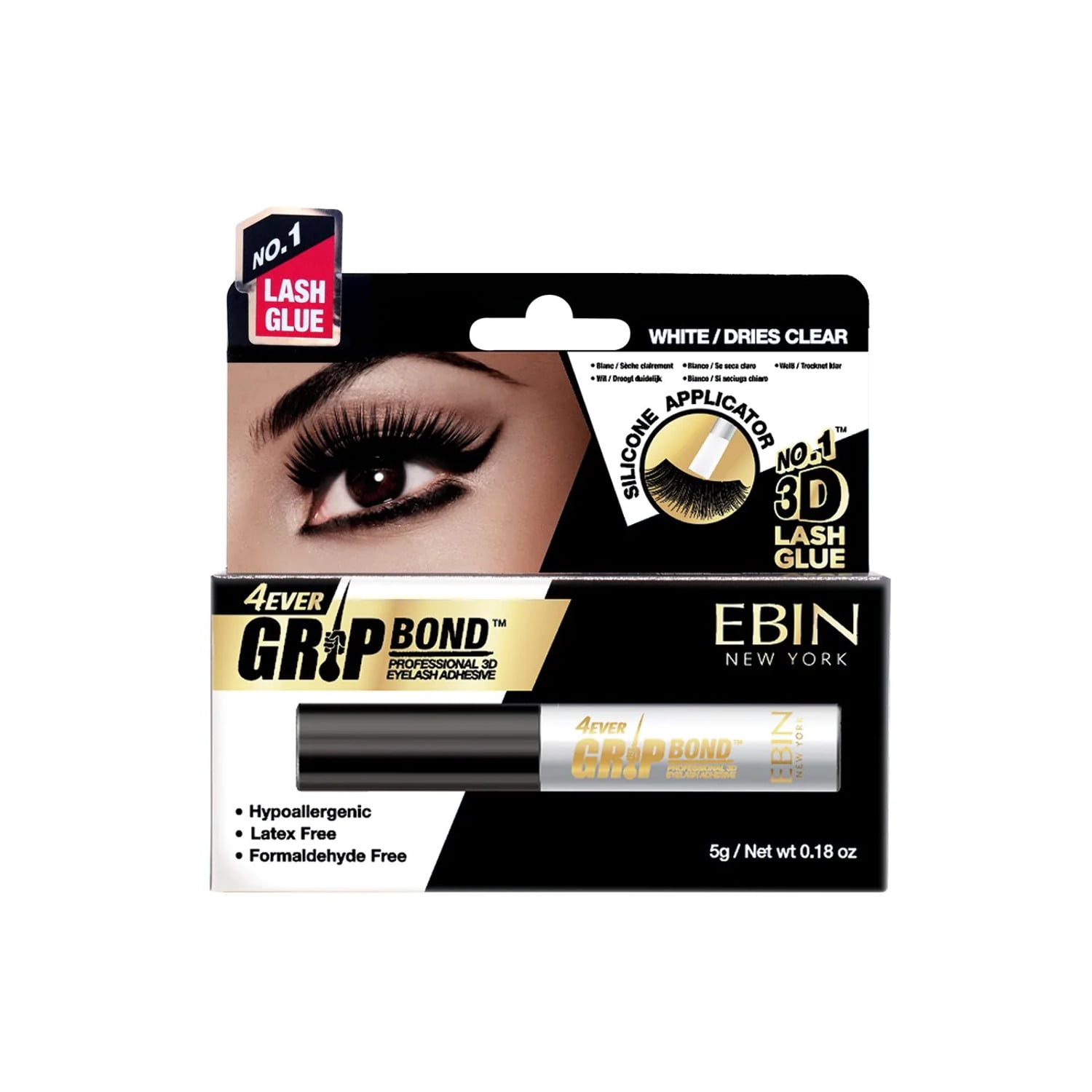 Ebin New York Grip Bond Latex Free Lash Adhesive-White