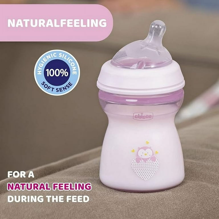 Chicco Blue BPA Free Baby Milk Feeding Bottle with Wide Neck 330ml For  6m+(1 Pc)