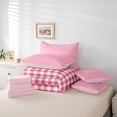 thumbnail image 6 of Homewish Geometric Plaid 7-Piece Twin Bedding Sets,Modern Minimalist Checkerboard Bedding Comforter Set,Pink White Sheet Sets For Teens,Ultra Soft Home Decor Reversible, 6 of 8