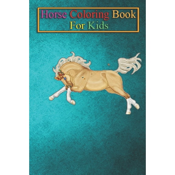 Horse Coloring Book For Kids : golden horse in flower crown pixel art Animal Coloring Book - For Kids Aged 3-8 (Fun Activities Books) (Paperback)