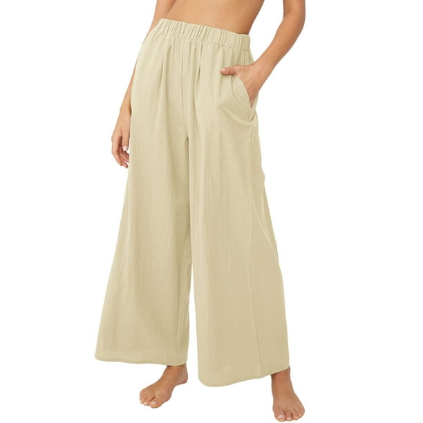 nsendm Female Pants Adult Womens Casual Pants Size 14 Womens High Waist  Elastic Waist Loose Yoga Pants plus Size Pants for Women Work Casual(Light