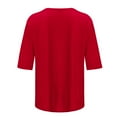 thumbnail image 5 of Charella Half Sleeve Tops for Women Loose Fit Crewneck Shirts 2025 Solid Color Womens Blouse,Red,XL, 5 of 5