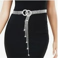 thumbnail image 6 of Silver Rhinestone Waist Belt,Women and Girls Crystal Waist Dress Belt,Tassel Prom Party Waistband,Diamond Belt,Topboutique Crystal Double O-Ring Waist Belt for Party,Wedding,47 in, 6 of 6
