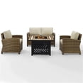 thumbnail image 4 of Afuera Living 4-Piece Wicker / Rattan Patio Fire Pit Sofa Set in Sand/Brown, 4 of 10