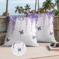 thumbnail image 3 of Wisteria Outdoor Pillow Covers 16x16 Set of 2,Waterproof Patio Throw Pillowcase Protectors,Purple Flowers Butterflies Vintage Spring Decorative Pillow Shams Cushion Covers for Seat Bed Couch Sofa, 3 of 8