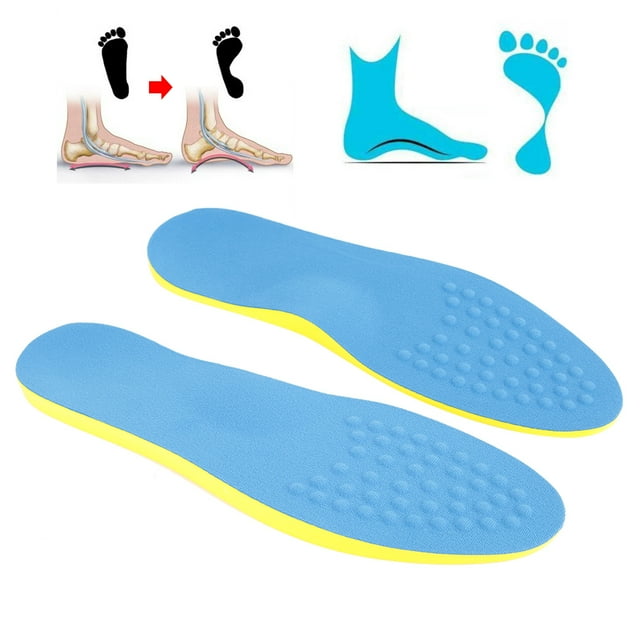 Comfortable Shock Absorption Insole, Flatfoot Orthopedic Insole, Wearability For Work Boot,Walking,Running And Casual Shoes Men, Woman, Work, Running Blue