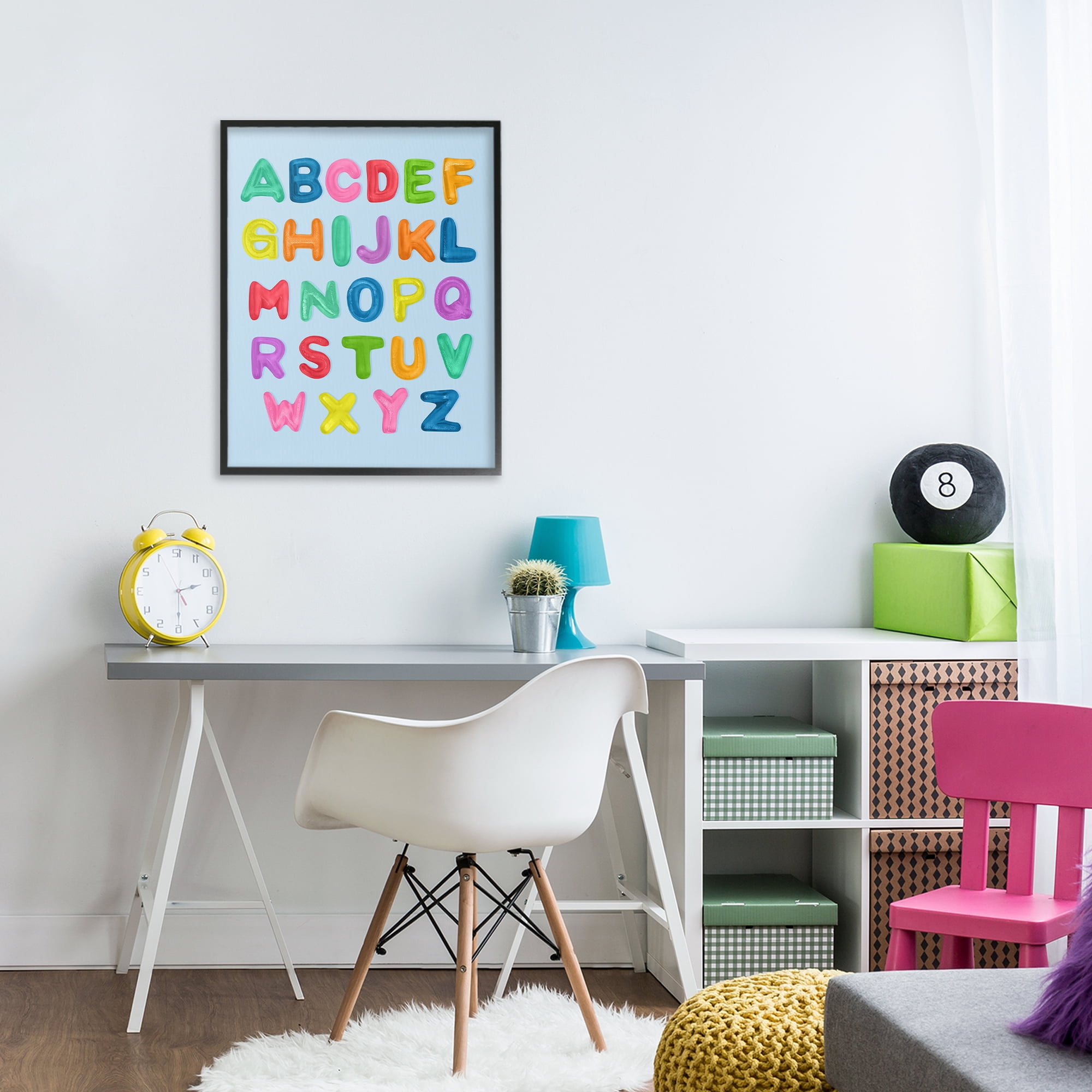 Stupell Industries Gummy Candy Alphabet Black Framed Giclee Art, design by LISH Creative