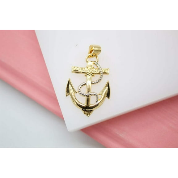 18K Gold Filled Anchor Rope Pendant