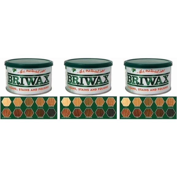 Briwax Dark Brown Original Furniture Wax Polish Cleans, Stains & Polishes, 16 Oz. (Pack of 3)