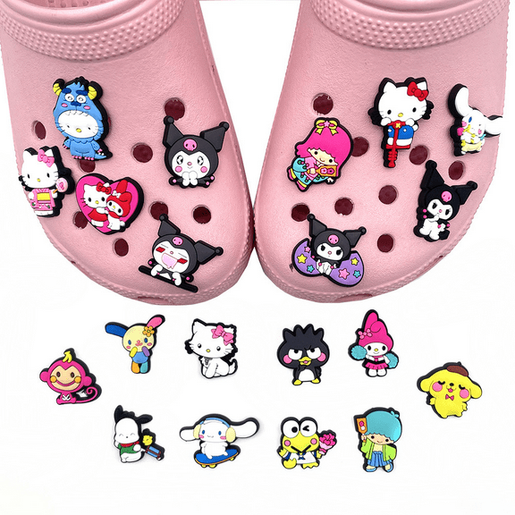 ZHZIYAG 20Pcs Sanrio Shoe Charms for Clog, Cartoon Shoe Decoration for Shoes Bracelet Wristband Clog Sandals Birthday Party Favors WW728#1218