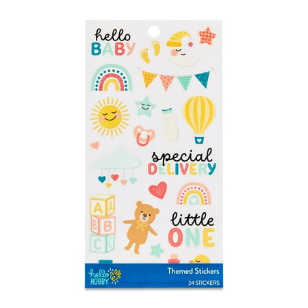 Hello Hobby Newborn Themed Stickers, Multicolor, Baby Icons, 24 Count