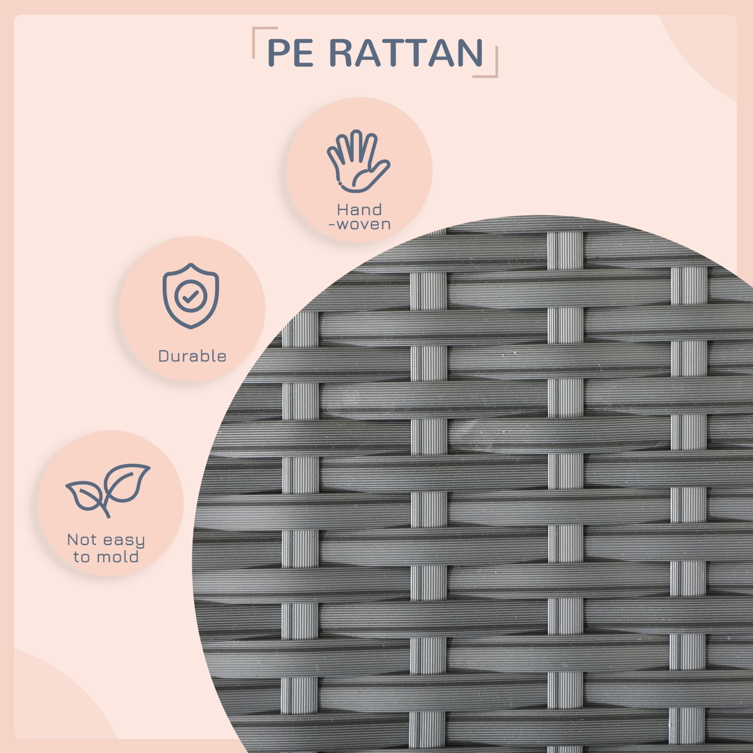 Rattan Dog House with Canopy, Indoor/Outdoor Elevated Pet Bed, Water-Resistant Cushion, Gray, for Small & Medium Dogs