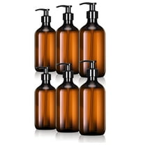 Lsupdaol 6 Pack Amber Soap Dispenser Empty Plastic Pump Bottles Dispenser Refillable Shampoo Container for Hand Sanitizer Soap Lotion Body Wash Conditioner Bathroom Kitchen Travel(12 oz)