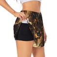 thumbnail image 1 of Balery Cool Black Gold Dragon Pantalones cortos deportivos para mujer con forro y dos bolsillos, elásticos, para entrenamiento, gimnasio, yoga-Medium, 1 of 7