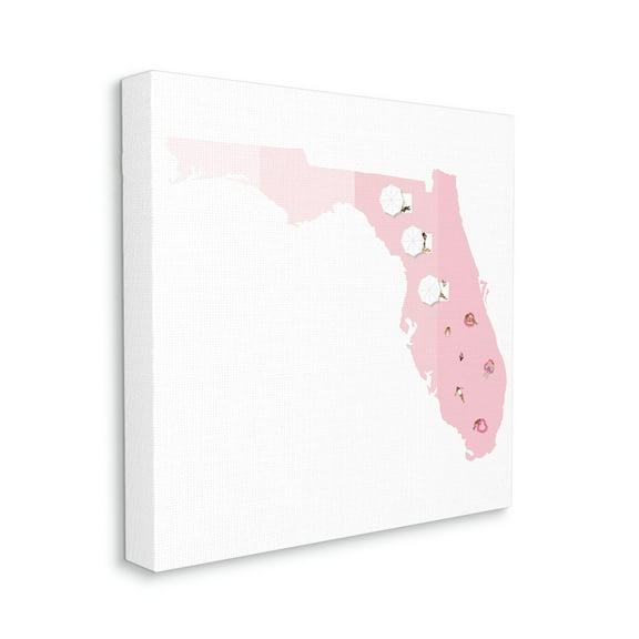 Florida State Outline with Coastal Sunbathers Coastal Gallery-Wrapped Canvas Print Wall Art, 17x17
