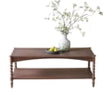 thumbnail image 4 of GZXS Rustic Wood Coffee Table, 2-Tier Rectangle Center Storage Table with Lower Shelf & Turned Legs, for Living Space, Lounge Area, Home Office, 47.1"L x 22"W x 18.3"H, Brown, 4 of 10