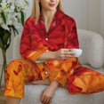 thumbnail image 6 of Uemuo Autumn Leaf Pattern Womens Pajama Sets,PJ Set for Women,Pajamas for Women Logo,Long Sleeve Pajama Set for Women,Soft Long Sleeve Top With Pants-Large, 6 of 9