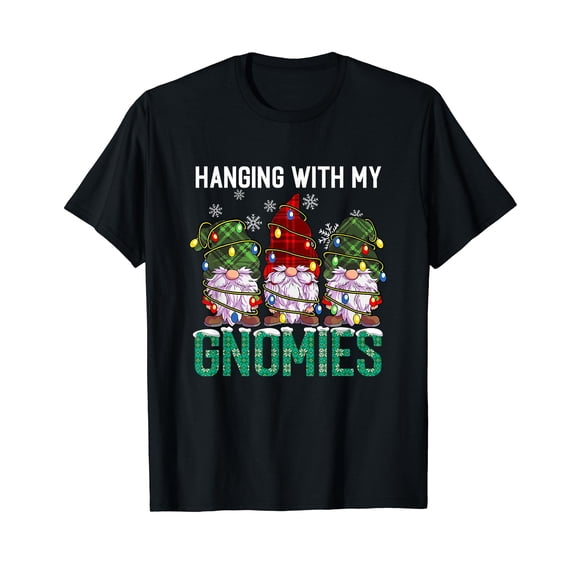 Hanging With My Gnomies Xmas Lights Gnome Funny Christmas T-Shirt