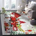 Area Rug Indoor Carpet, Winter Xmas Red Gnome Lorry Snowman Pine Tree