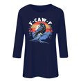 thumbnail image 4 of Ailaofu Hauts à Manches 3/4 pour Femmes Col Rond Ample Mignon T-Shirts d'Automne et d'Été Blouses Décontractées Imprimées Tunique, 4 of 4