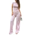 thumbnail image 3 of Conjunto de Dos Piezas para Mujer, Estilo Casual, Ideal para Estar en Casa. Incluye Top de Larga Ligeramente Corto y Pantalón de Pierna . Rosa - Corto M, 3 of 10