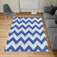 thumbnail image 1 of Shapes Turkish Area Rug, Chevron Pattern Classic Geometrical Horizontal Zig Zag Stripes Retro Artwork, Soft Carpet for Living Room Decor with Distressed Look, 6.6' X 9.6', Royal Blue, by Ambesonne, 1 of 4