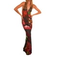 thumbnail image 2 of Women Floral Maxi Dress Y2K Backless Spaghetti Strap Satin Long Bodycon Dress Lace Strap Party Dress Clubwear, 2 of 9