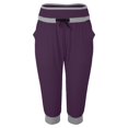 thumbnail image 2 of Jxximdong Pants for Women Summer New Casual Cropped Elastic Pants For Women Fashion Casual Fashion Shorts Trousers Solid Ppants Purple XXL Trousers, 2 of 5