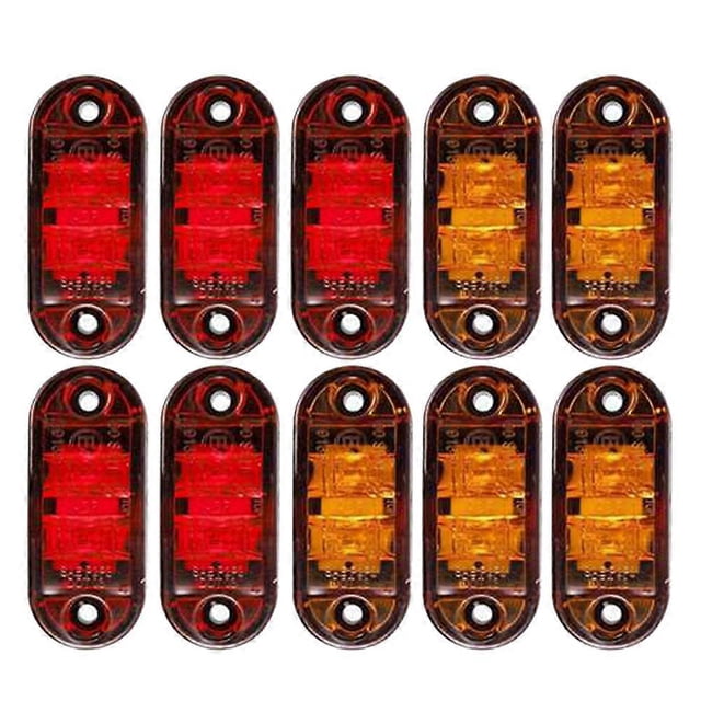 Trailer Truck Signal Lights Side Marker Lights Stop Turn Tail Light for Truck Rv Plastic Assorted Color with 10Set