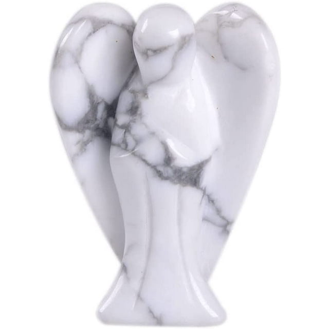Carved Howlite Gemstone Peace Angel Pocket Guardian AngelHealing Statue 1.5 inch