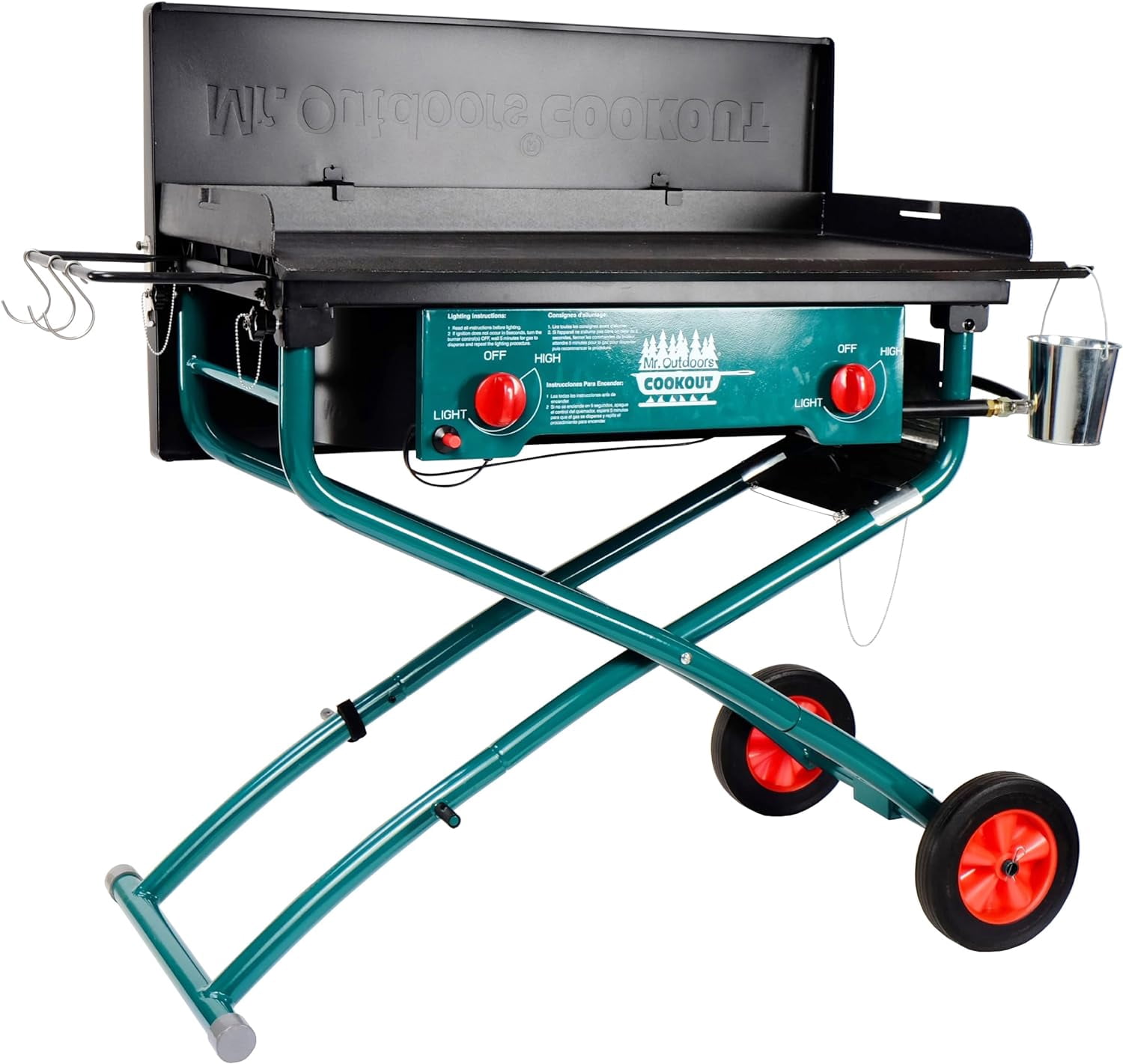 Mr. Outdoors Cookout Portable Cooker 80,000 BTU 2 Burner Camping Stove Gas Grill & Griddle Kit