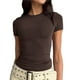 thumbnail image 3 of Camiseta ajustada para mujer, camiseta de cuello redondo para mujer, camiseta ajustada de manga corta, diseño exquisito, 3 of 6