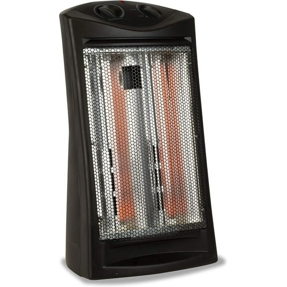 Infrared Radiant Quartz Tower Heater, 1500W Space Heater with Adjustable Thermostat, Portable 2 Settings, Personal for Home and Office, BHTI06, Black