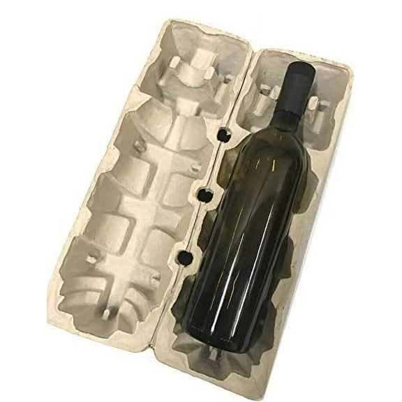 Wine Shipping Box (1 bottle) with Protective Tray, Biodegradable, Made from Recycled Materials - Pack of 12