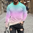 thumbnail image 2 of BiZtdJrK Men's Long Sleeve Crewneck T-Shirt Slim Fit Gradient Color Cool Pullover Top 2024 Lightweight Trendy Streetwear Gift Tops for Teen Boys 90 Off Clearance Sale Pink XXXL, 2 of 6