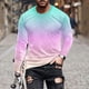 thumbnail image 1 of Blusas y camisas de manga larga con cuello redondo para hombre, blusa informal de manga larga con cuello redondo y estampado degradado, blusa de poliéster para hombre, 1 of 5