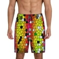 thumbnail image 2 of Daiia Colorful Tie Dye Stained Glass 1 Mens Woven Stretch Pajama Short,Short Pajama Pants-X-Large, 2 of 9