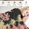thumbnail image 3 of ARISTURING Chinoiserie Charcoal Coral Pagoda Asian Pavilion Throw Blanket,Warm Comfy Super Soft &amp; Plush Flannel Throws for Bed Couch Sofa Office,Lightweight Cozy Fuzzy Blankets for Kids Women Men, 3 of 6
