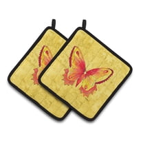 Carolines Treasures 8857PTHD Butterfly on Yellow Pair of Pot Holders , 7.5HX7.5W, multicolor