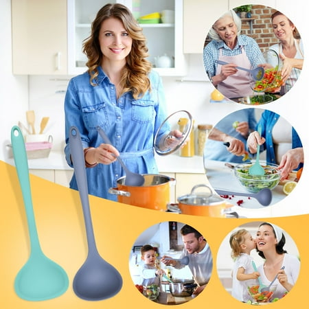 

Tanwpn Food Grade Silicone Cooking Pot Soup Spoon Kitchen Nonstick Silicone Soup Spoon