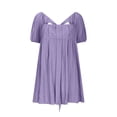 thumbnail image 4 of Ovzne Robes d'Été pour Femmes Robe Femme Couleur Unie devant Plissé Dos à Lacets Manches à Boutons Robe Jupe Courte Robe pour Femmes Liquidation, 4 of 7