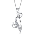 thumbnail image 1 of Collier Pendentif Initiale V Lettre Alphabet Script Cursif Pavé de Zircon Cubique ABC pour Femmes en Argent Sterling, 1 of 6