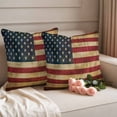 thumbnail image 2 of Independence Day Pillow Covers 2 Pack Retro American Flag Blue Star Red White Stripe Pillowcase Waterproof Outdoor Throw Pillow Cover for Patio Garden Square Cushion 16”x16”, 2 of 9