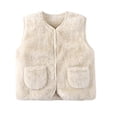 thumbnail image 6 of Splozh Toddler Baby Fuzzy Sherpa Vest Fashion Toddler Girl Boy Solid Color Warm Thick Sleeveless Soild Color Vest Clothes Zipper Vest Warm Outwear,White,6-12 Months, 6 of 8