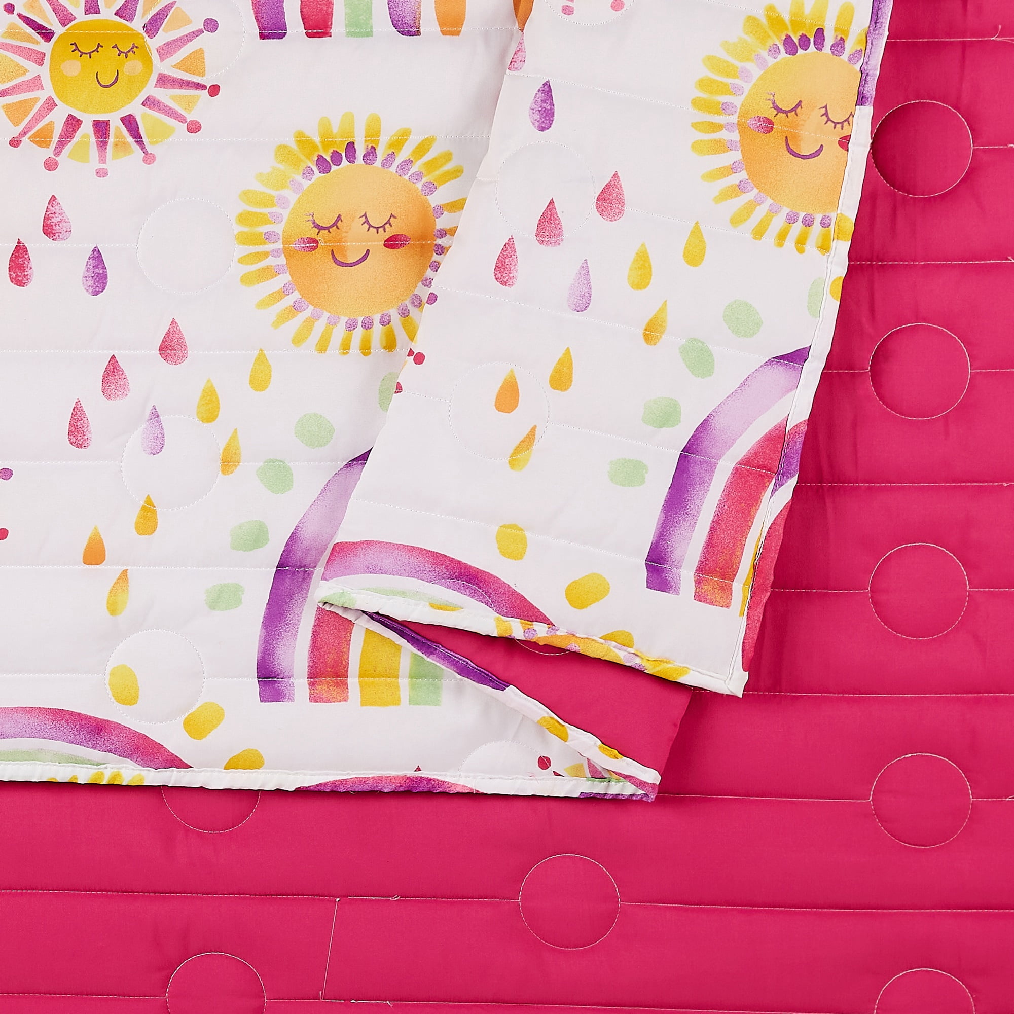 Urban Playground Kids and Teens Rainbows and Suns Pink 2-Piece Quilt Set, Twin