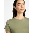 thumbnail image 4 of Time and Tru Women's Slub Crewneck Tee with Short Sleeves, Sizes XS-XXXL, 4 of 5